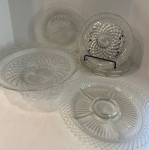 Clear Pressed Glass Serving Plates Mixed Lot