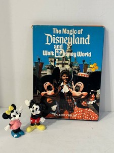 Vintage Disney Mickey & Minnie Figures and Disneyland Book Mixed Lot of 3