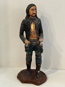 Vintage Painted Chalkware Gunslinger Figure Hand-Painted Western Statue