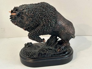 Bison Sculpture Copper over Resin mounted on Base