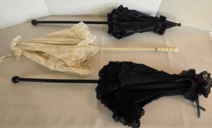 Vintage Decorative Lace Parasols - Black & Cream (Lot of 3)