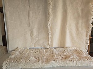 Cream Wool Throws & Granny Square Afghan Mixed Lot - 3 Pieces
