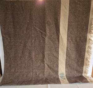 Vintage Italian Twin Size Army Wool Blanket - Striped Military Throw