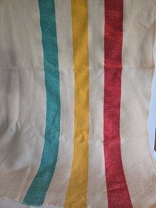 Montgomery Ward 100% Wool Striped Blanket - 60 in Wide