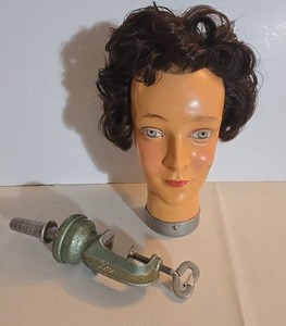 Vintage AKO West Germany Cosmetology Practice Head w Table Mount Clamp