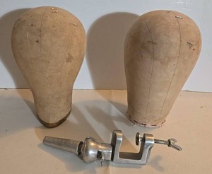Vintage Millinery Hat Blocks & Hat Block Clamp Mixed Lot