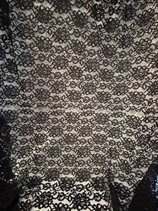 Black Chantilly Floral Lace Fabric 59 X 88 in Scalloped Edge