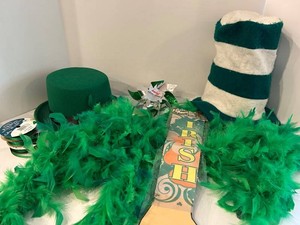 St. Patricks Day Decor Mixed Lot - Feather Boas, Hats & Party Items