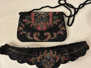 Vintage Lillian Beaded Evening Purse & Waist Belt