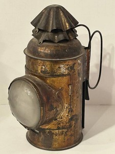 Vintage Railroad Lantern With Frosted Globe & Burner