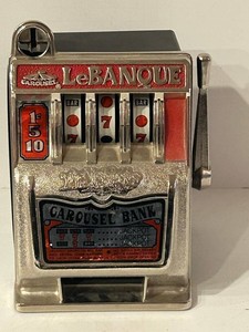 Vintage Carrousel LeBanque Slot Machine Coin Bank 6 X 7 in