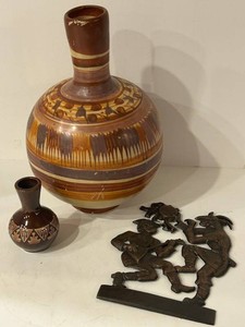Vintage Mixed Lot - Studio Pottery- small ceramic vase & Figural Plaque