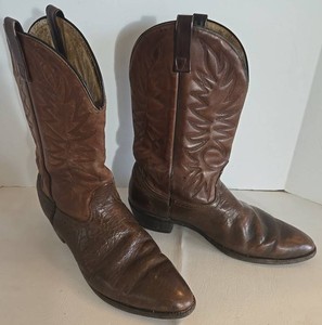 Mens Size 14 Brown Cowboy Boots - Western Embroidery