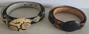 Vintage Reptile-Skin Style Belts With Statement Buckles (Lot of 2)