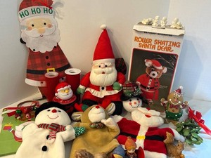 Vintage Roller Skating Santa Bear & Christmas Decor Mixed Lot