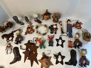 Christmas Ornament Mixed Lot - Santas, Cowboys, Boots & Snowmen