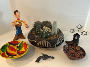 Saguaro Stoneware Glazed Cactus Planter 9in