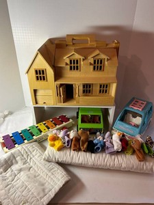Wooden Dollhouse & Fisher-Price Toys Mixed Lot