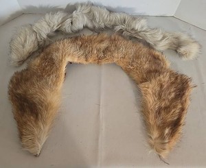 Fur-Trimmed Collar Pieces - Brown & Gray (Lot of 2)