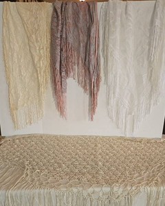 Fringed Shawls & Floral Scarf Textile Assortment (Lot of 5)
