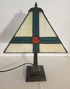 Mission-Style Stained Faux Glass Table Lamp - Paul Sahlin Inspired