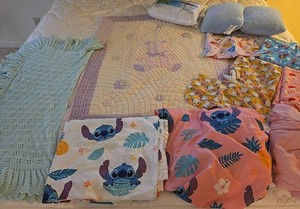 Mixed Lot Quilted Panel, Baby Blanket, Stitch Sheets & Crib Liners