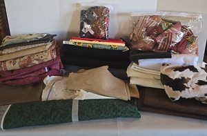 Mixed Lot Assorted Upholstery Fabric, Yardage & Sewing Scraps
