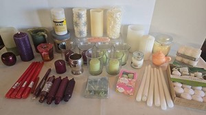 Mixed Lot Decorative Candles, Votives, Tapers & Holders