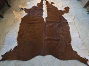 Brown & White Hair-On Cowhide Rug 7 Ft X 7.5 Ft