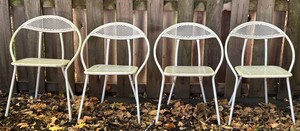 Vintage Salterini Ridgid Folding MCM Metal Mesh Chairs (Lot of 4)