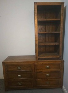 Vintage Young &amp Hinkle Windjammer Oak Dresser &amp Bookcase Hutch