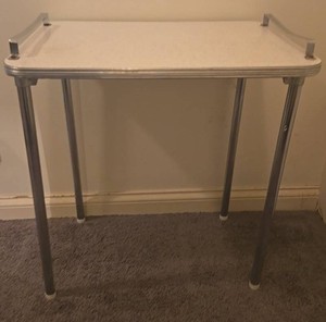 Vintage Chrome-Frame Speckled Laminate Accent Table - 23 X 16 X 27 in