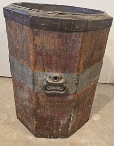 Rustic Western Wood and Metal Garbage Can - 21 Diameter X 28 H