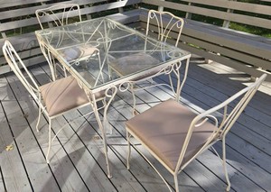 Vintage Salterini Wrought Iron Patio Set - Table &amp 4 Chairs