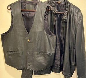 Vintage Leather Vest & Jacket XL Mens Moto Lot
