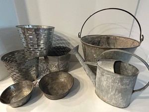 Galvanized Metal Garden Containers Mixed Lot - 7pc