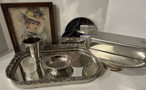 Silver-Tone Vanity & Serving Accessories Mixed Lot
