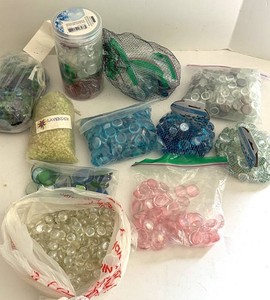 Assorted Decorative Glass Gems & Lavender Stone Chips Mixed Lot