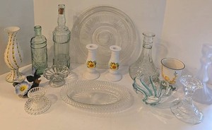 Mixed Lot Vintage-Style Glass, Ceramic Vases, Platters &amp Decorative Pieces