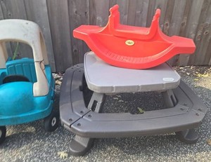 Flexible Flyer Rocker, Childrens Picnic Table &amp Ride-On Car Mixed Lot