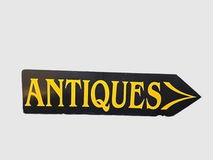 Plastic ANTIQUES Directional Sign - Black &amp Yellow, 8ft