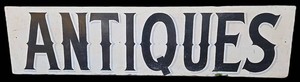 Antique Painted Wood ANTIQUES Sign - 8ft X 2ft