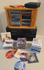 Music CD Collection With Oak &amp Laserline Storage Mixed Lot