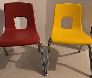 Kids Molded Plastic Chairs - Red &amp Yellow (Lot of 2)