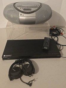Sony BDP-S380 Blu-ray Player, CFD-S350 Boombox &amp Headphones Mixed Lot