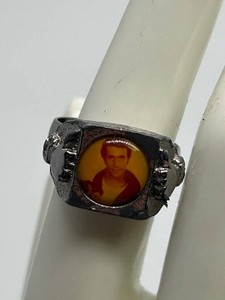 Vtg 70s Novelty FONZIE Ehhh Portrait Cabochon Ring - Adjustable