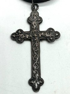 925 Sterling Silver Ornate Cross Pendant - 2 14 in