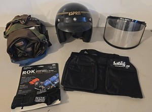Vintage Esprit Helmet, Sno Rider Shield, Cycle World Bag & ROK Straps Mixed Lot