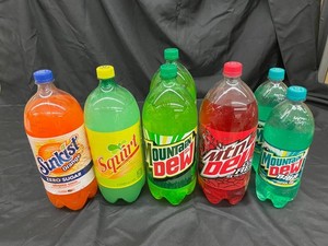 Crush, Squirt & Mountain Dew 2-Liter Bottles Mixed Lot of 7