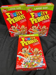 Post Fruity Pebbles Large Size 15 Oz Cereal (Lot of 3)